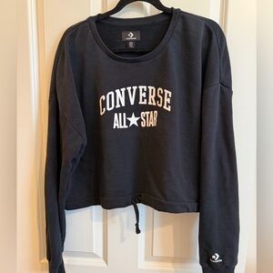 Converse all stars cropped black draw string hoodie